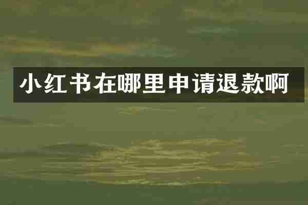 小红书在哪里申请退款啊