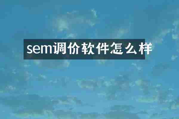 sem调价软件怎么样
