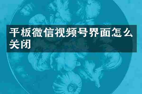 平板微信视频号界面怎么关闭