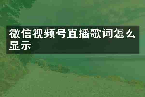 微信视频号直播歌词怎么显示