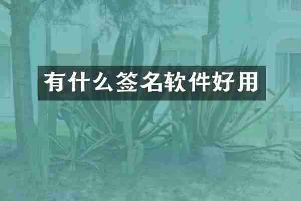 有什么签名软件好用