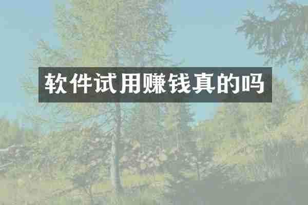软件试用赚钱真的吗