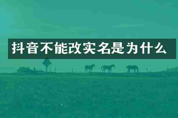 抖音不能改实名是为什么