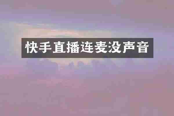 快手直播连麦没声音