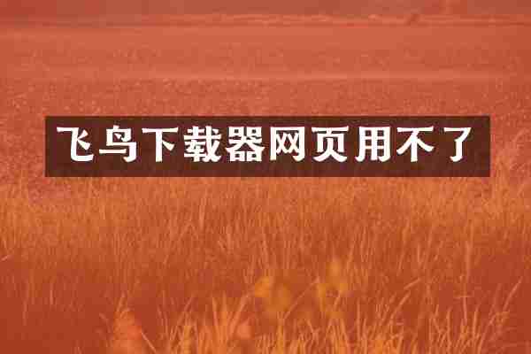 飞鸟下载器网页用不了