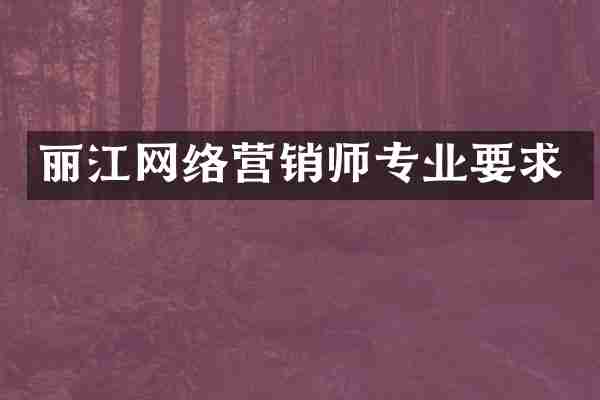 丽江网络营销师专业要求