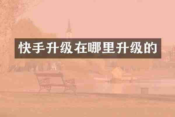 快手升级在哪里升级的
