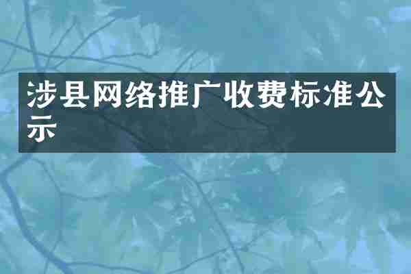 涉县网络推广收费标准公示