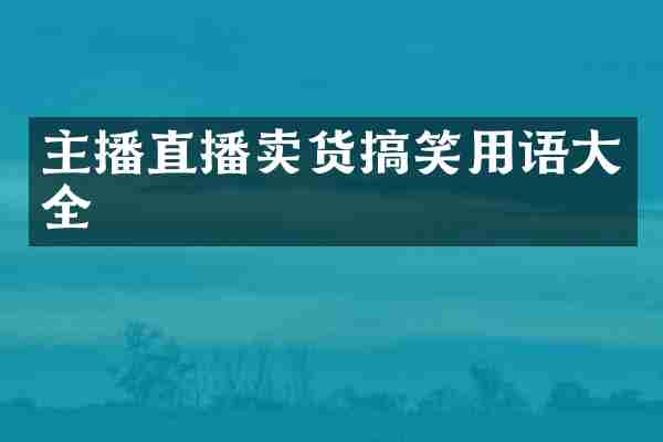 主播直播卖货搞笑用语大全