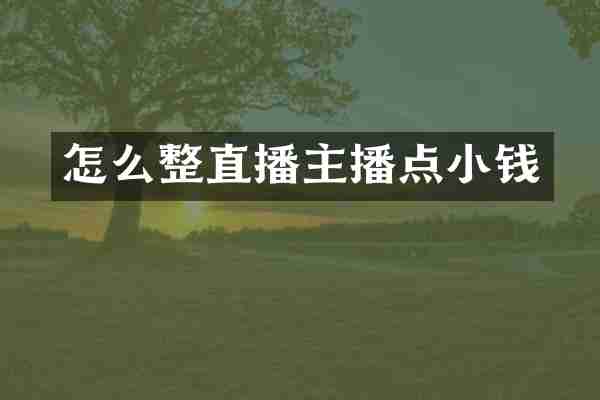 怎么整直播主播点小钱