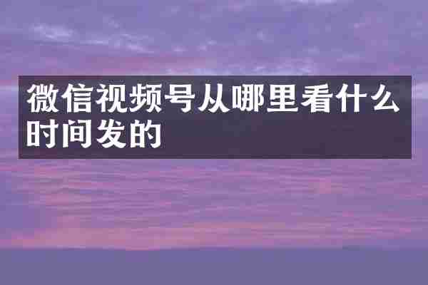微信视频号从哪里看什么时间发的