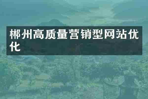 郴州高质量营销型网站优化