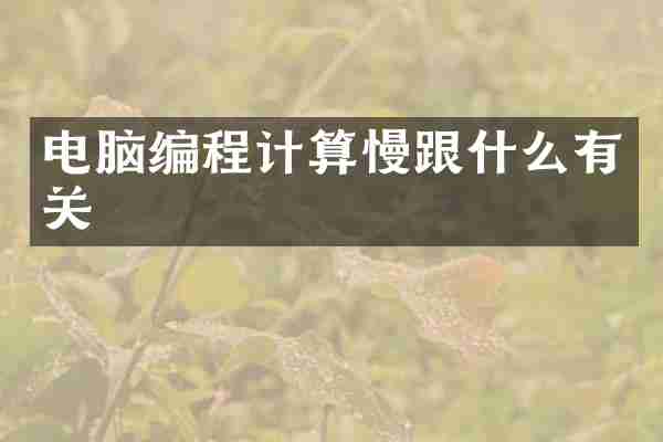 电脑编程计算慢跟什么有关