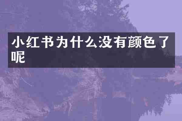 小红书为什么没有颜色了呢
