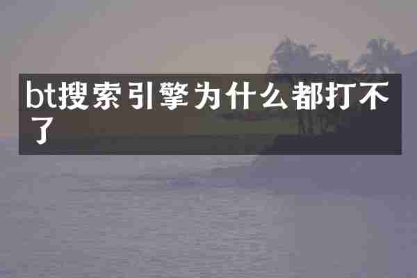 bt搜索引擎为什么都打不开了
