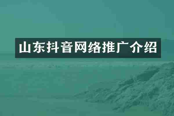 山东抖音网络推广介绍