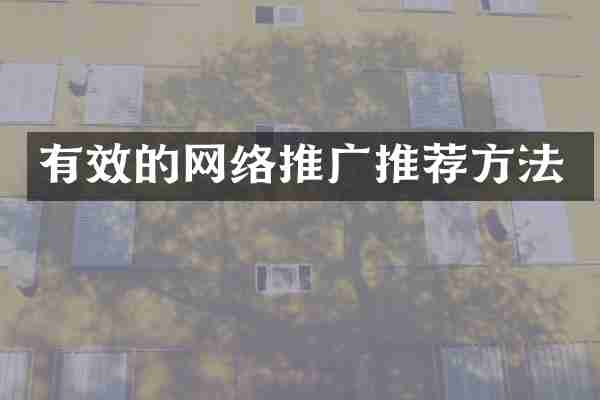 有效的网络推广推荐方法
