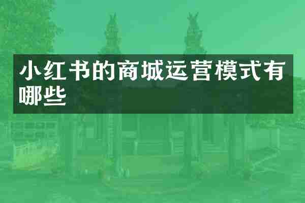 小红书的商城运营模式有哪些