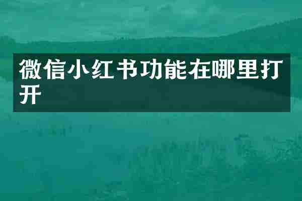 微信小红书功能在哪里打开