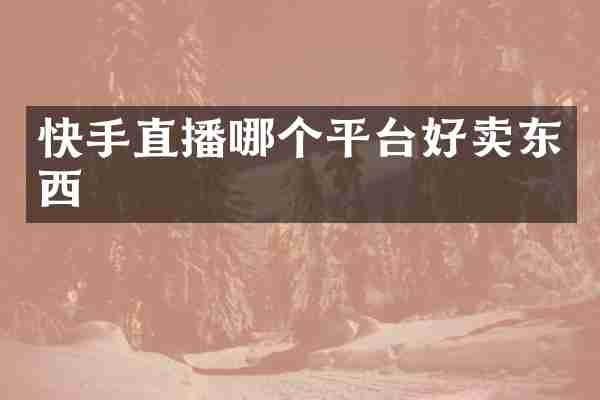 快手直播哪个平台好卖东西