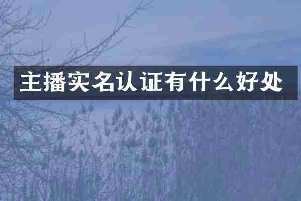 主播实名认证有什么好处