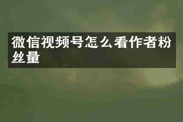 微信视频号怎么看作者粉丝量