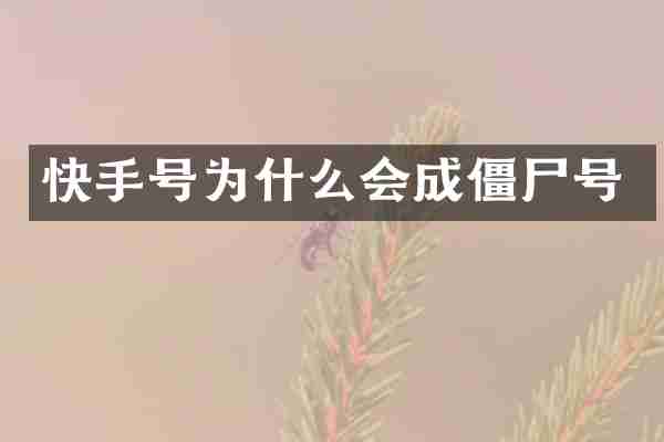 快手号为什么会成僵尸号