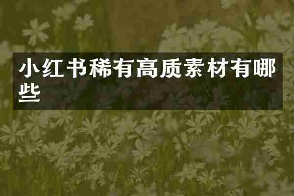 小红书稀有高质素材有哪些