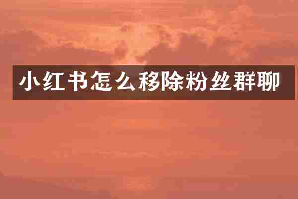 小红书怎么移除粉丝群聊