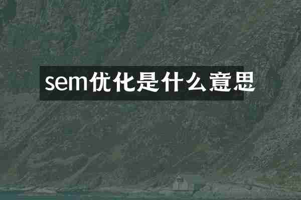 sem优化是什么意思