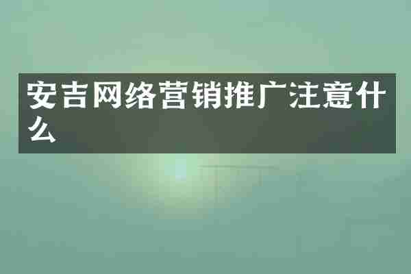 安吉网络营销推广注意什么