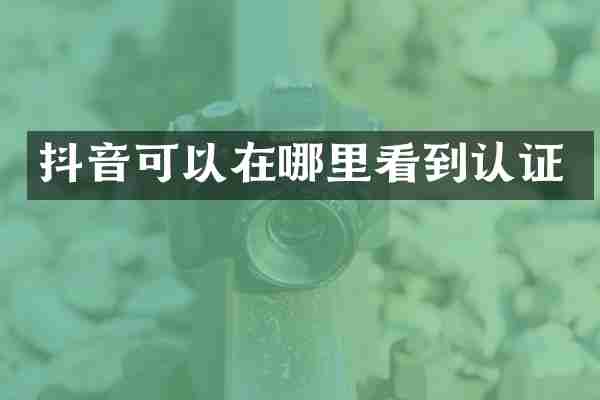 抖音可以在哪里看到认证