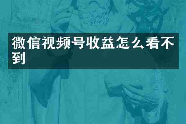 微信视频号收益怎么看不到