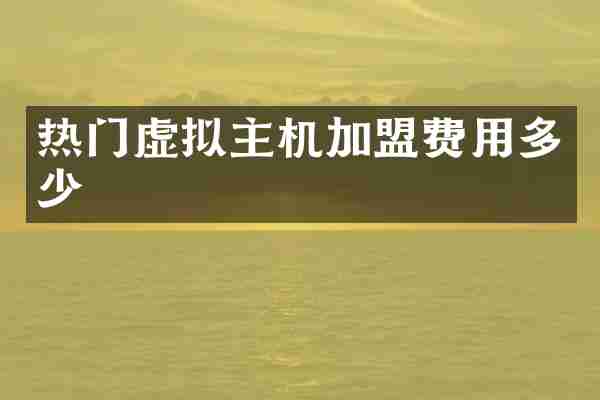 热门虚拟主机加盟费用多少