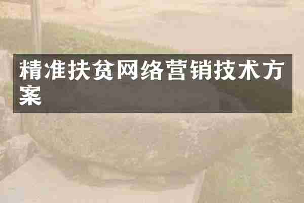 精准扶贫网络营销技术方案