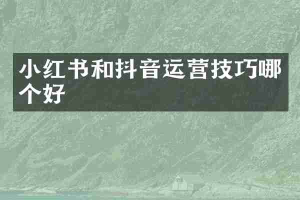 小红书和抖音运营技巧哪个好