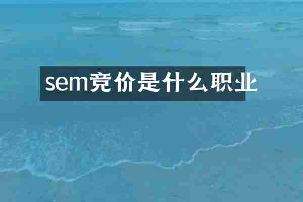 sem竞价是什么职业