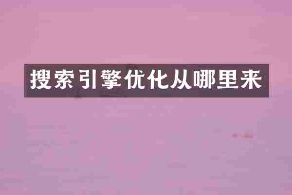 搜索引擎优化从哪里来