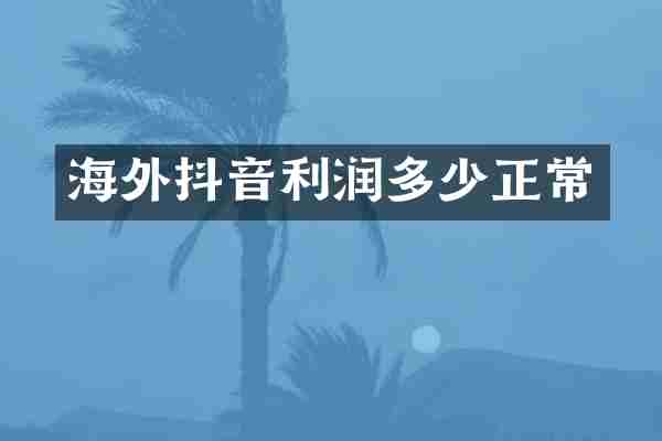 海外抖音利润多少正常