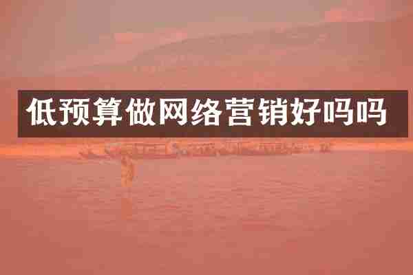 低预算做网络营销好吗吗