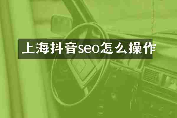 上海抖音seo怎么操作