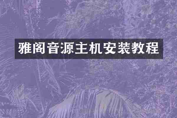 雅阁音源主机安装教程