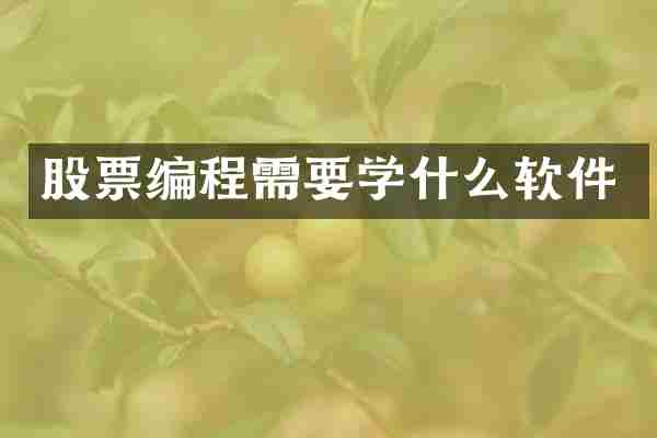 股票编程需要学什么软件
