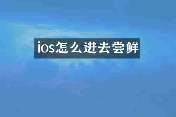 ios怎么进去尝鲜