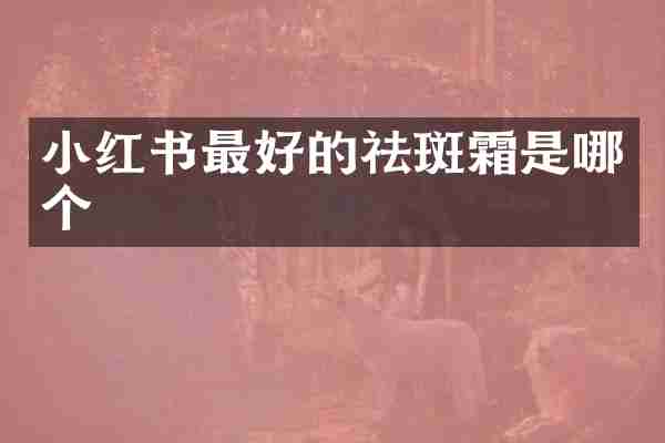 小红书最好的祛斑霜是哪个
