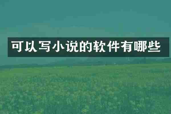 可以写小说的软件有哪些