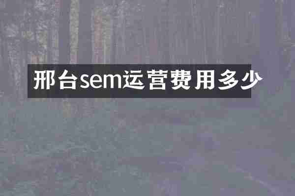 邢台sem运营费用多少