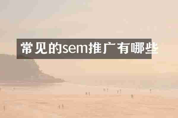 常见的sem推广有哪些