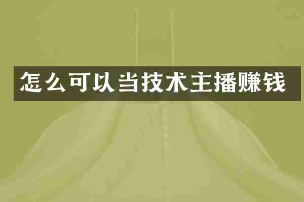 怎么可以当技术主播赚钱