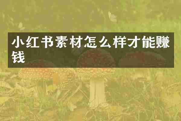 小红书素材怎么样才能赚钱